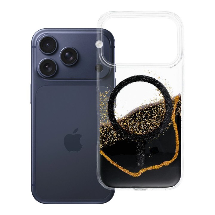 Case for iPhone 17 Pro / 18 Pro (low camera edge) Golden MagSafe compatible black