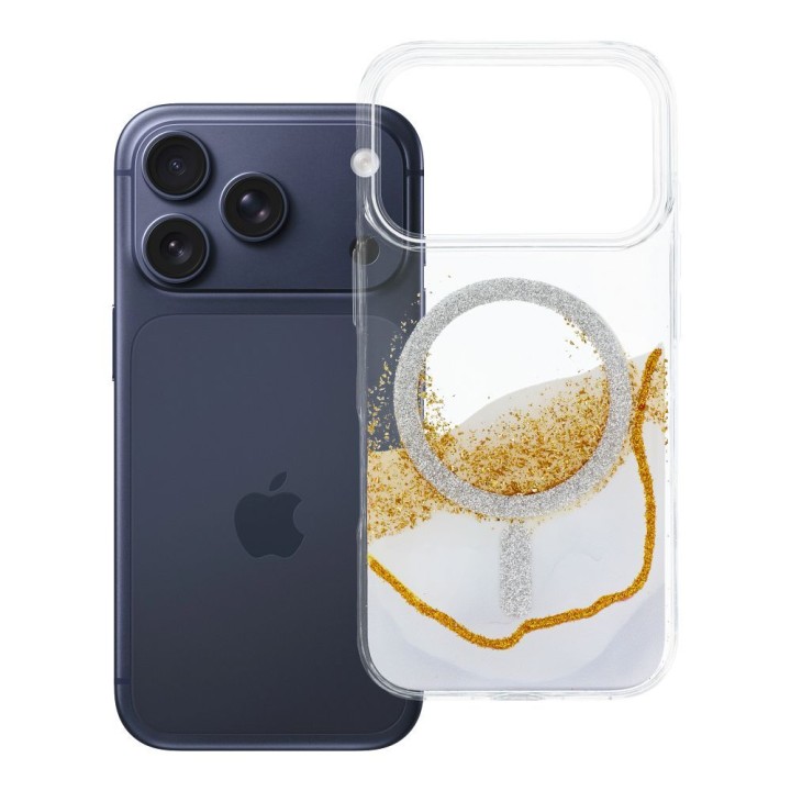 Чохол для iPhone 17 Pro / 18 Pro (low camera edge) Golden сумісний з MagSafe білий