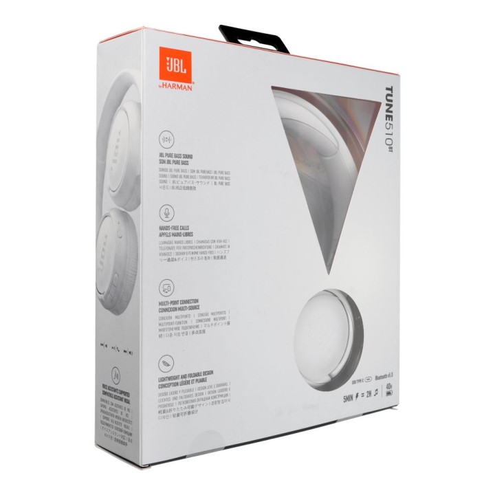 Wireless headphones on-ear JBL Tune 510BT white