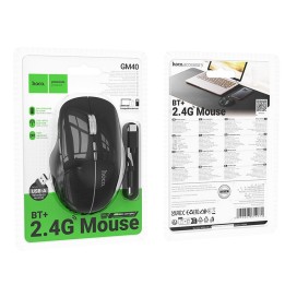 Wireless mouse dual-mode (Bluetooth, 2.4G) 1600 dpi RGB Hoco GM40 black