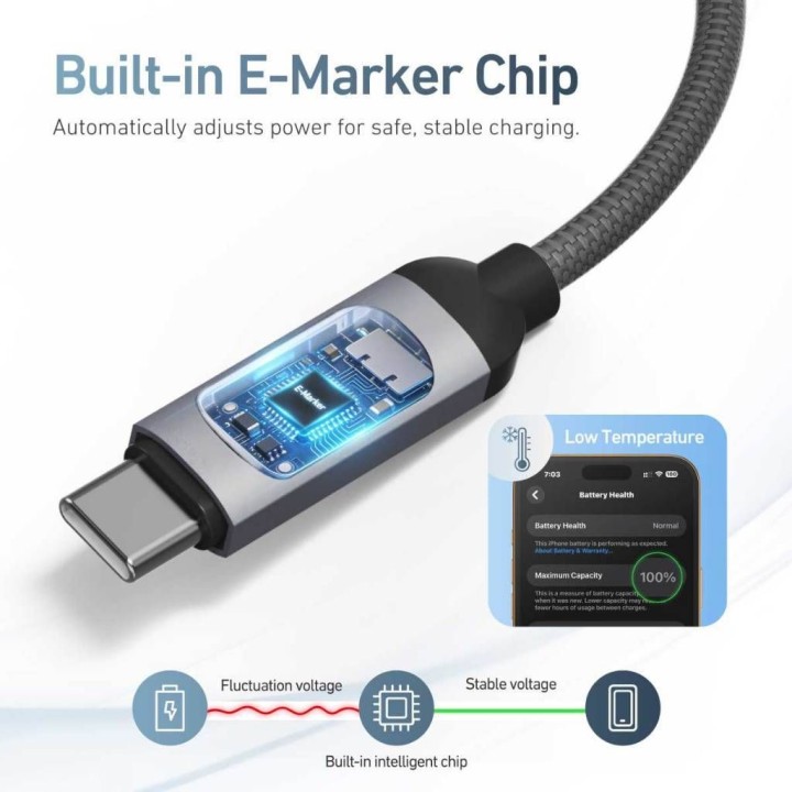 Кабель USB X-ONE FlowLink Running LED - тип C для C max 100W 1,2m чорний