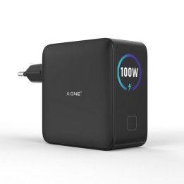 Сетевое зарядное устройство X-ONE ChargePro GaN с LCD 100W 3x USB C 1x USB A - черное