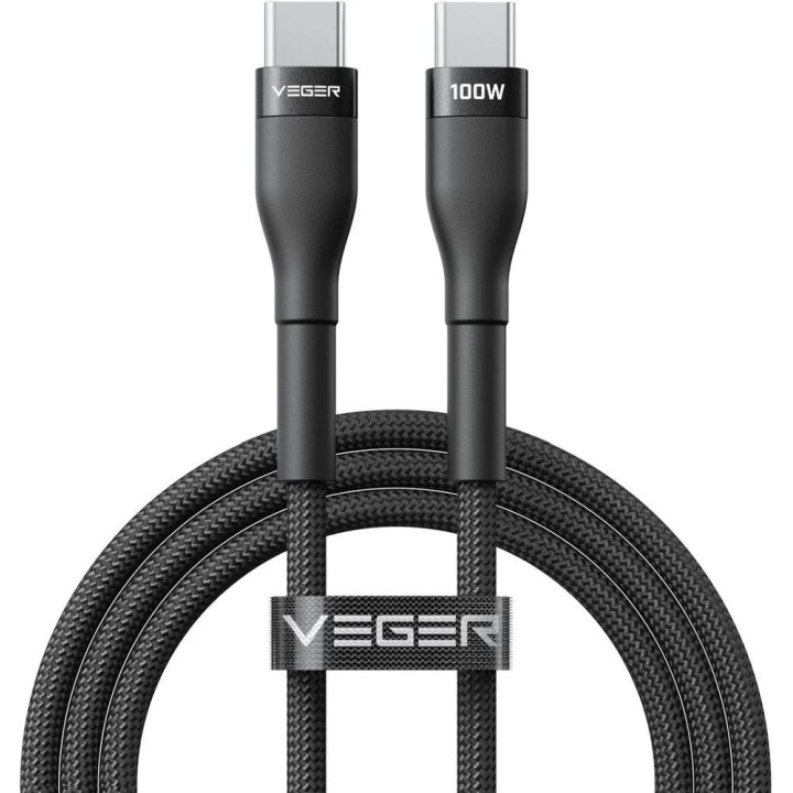 Кабель USB-C – USB-C VEGER PD 5A 100W 1,5 m CC05 чорний