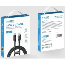 Kabel USB C do USB C VEGER PD 5A 240W 1,5 m CC03 czarny