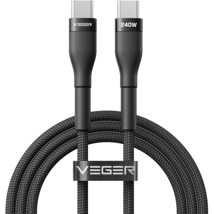 Кабель USB-C – USB-C VEGER PD 5A 240W 1,5 m CC03 чорний
