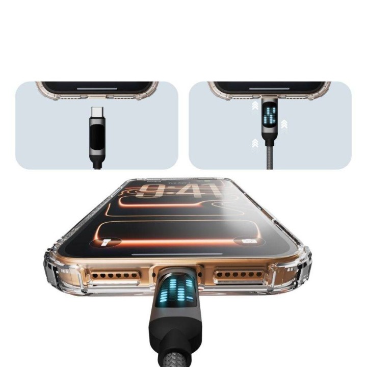 Кабель USB X-ONE FlowLink Running LED - тип C для C max 100W 1,2m чорний