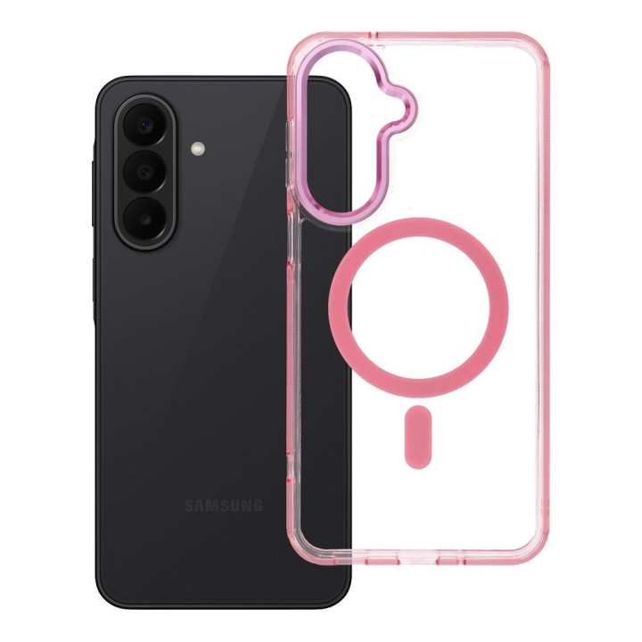Чохол для Samsung A27 Frame Cleear Hybrid Mag Cover сумісний із MagSafe пудрово-рожевий