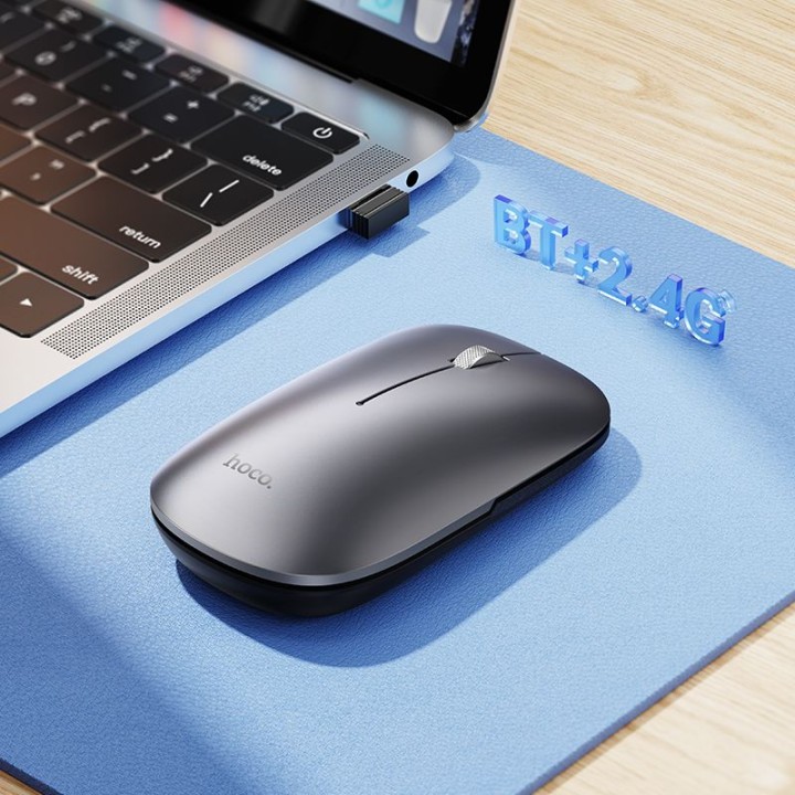 Mouse wireless dual-mode (Bluetooth, 2.4G) 1600 dpi Hoco GM43 grey