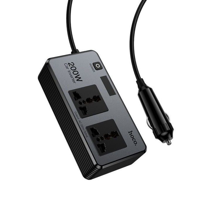 Cigarette lighter socket splitter Hoco 2 ports max 200W PD66W/1C2A Z66 black