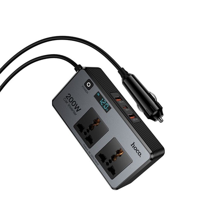Розгалужувач гнізда прикурювача Hoco 2 порти max 200W PD66W/1C2A Z66 чорний