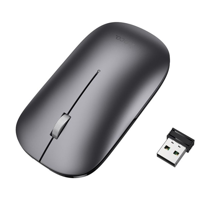 Mouse wireless dual-mode (Bluetooth, 2.4G) 1600 dpi Hoco GM43 grey