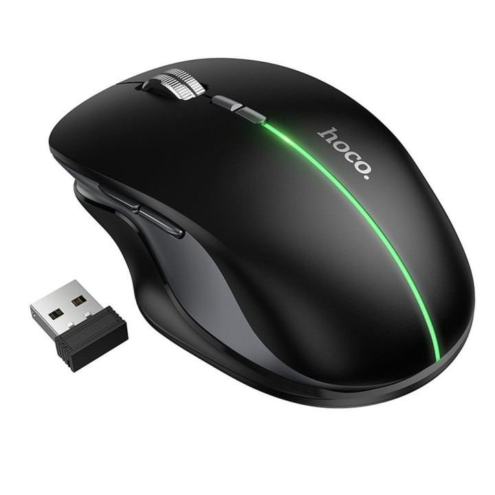 Wireless mouse dual-mode (Bluetooth, 2.4G) 1600 dpi RGB Hoco GM40 black