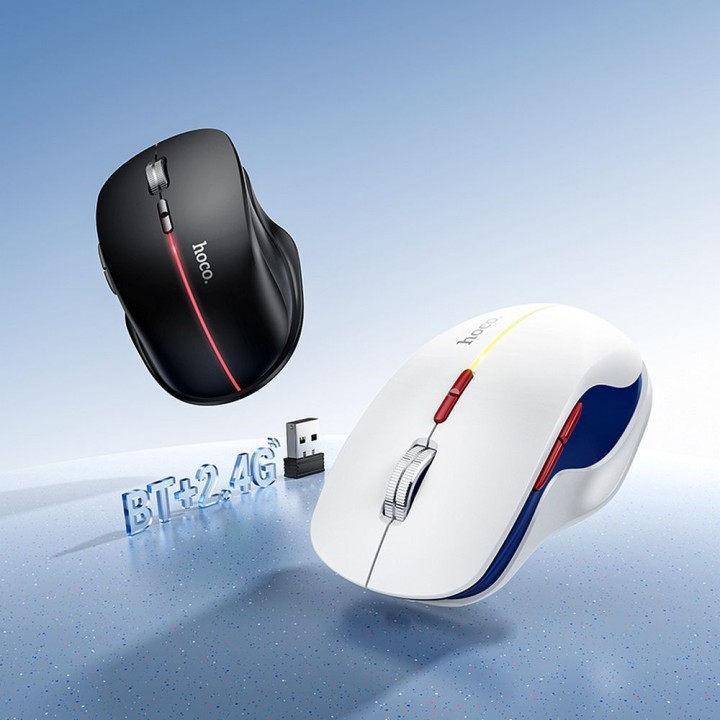 Миша бездротова dual-mode (Bluetooth, 2.4G) 1600 dpi RGB Hoco GM40 чорна