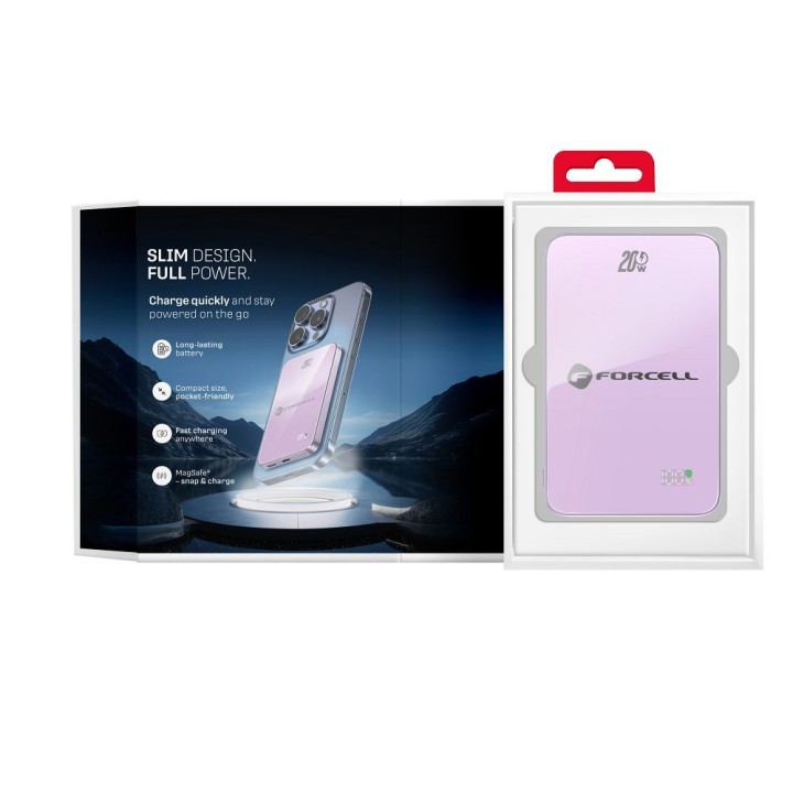 Повербанк сумісний з MagSafe Forcell F-Energy SuperSlim F5K8 QC4.0 PD3.0 15W 5000 mAh фіолетовий 0INT