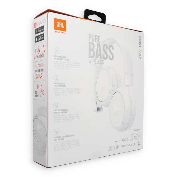 Беспроводные накладные наушники JBL Tune 520BT белые