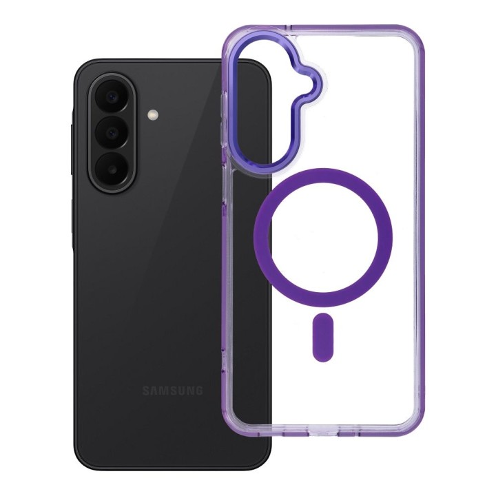Case for Samsung A27 Frame Clear Hybrid Mag Cover MagSafe compatible purple