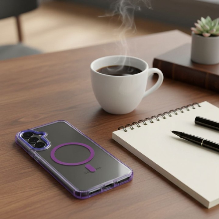 Case for Samsung A27 Frame Clear Hybrid Mag Cover MagSafe compatible purple