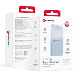 Powerbank zgodny z MagSafe Forcell F-Energy SuperSlim F5K8 QC4.0 PD3.0 15W 5000 mAh jasnoniebieski 0INT