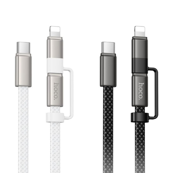 Cable USB C to USB C/iP Hoco 3A 60W flat 1 m X125 black