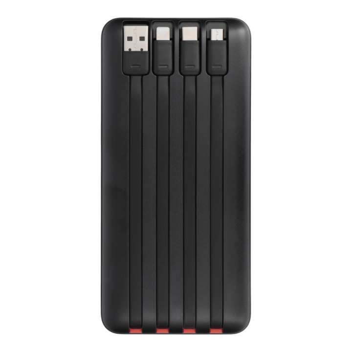 Повербанк PD3.0 3A 22,5W 20000 mAh з вбудованими кабелями USB A / USB C / Lightning / Micro USB Charmast W2089 чорний 0INT
