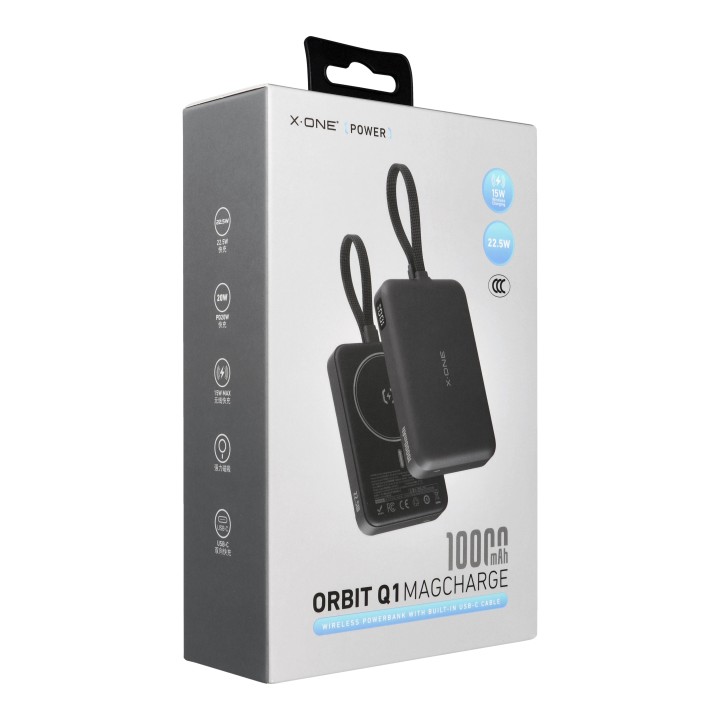 Повербанк X-ONE Orbit Magcharge, сумісний із MagSafe 10000mAh -, чорний