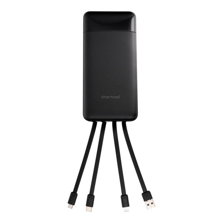 Повербанк PD3.0 3A 22,5W 20000 mAh со встроенными кабелями USB A / USB C / Lightning / Micro USB Charmast W2089 черный 0INT