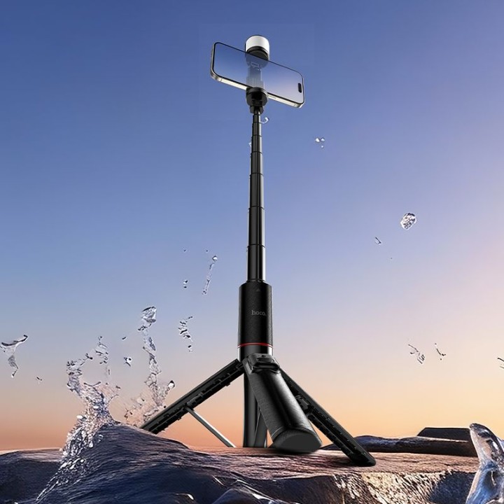 Selfie stick tripod with wireless remote control + light LED Hoco K34 black