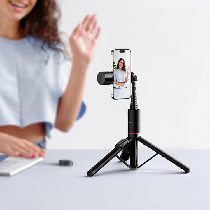 Selfie stick tripod with remote control wireless + światłem LED Hoco K34 black