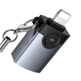 Адаптер OTG Lightning для USB A Hoco UA46 Victory серый