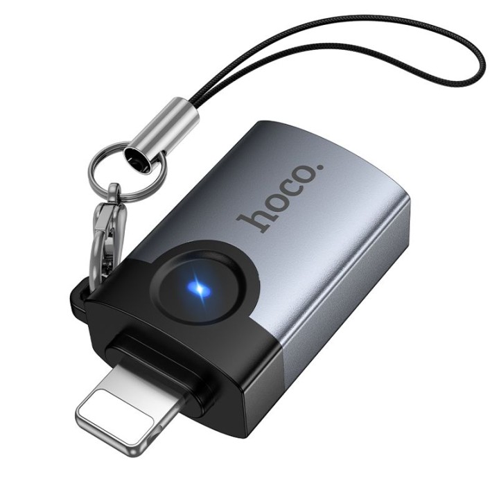 Адаптер OTG Lightning на USB A Hoco UA46 Victory серый
