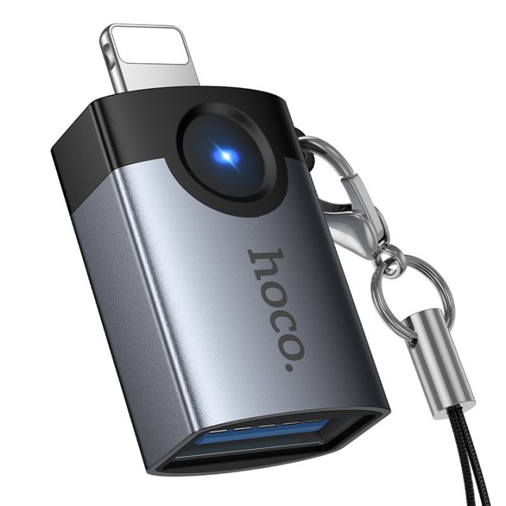Адаптер OTG Lightning на USB A Hoco UA46 Victory серый