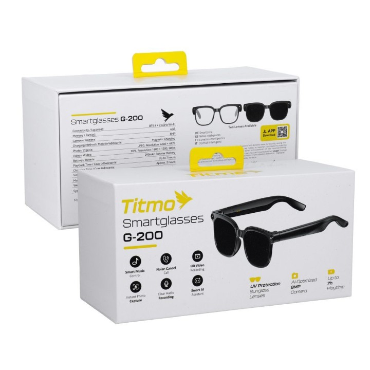 Smart glasses AI with music and recording, tinted lenses TITMO G-200 black