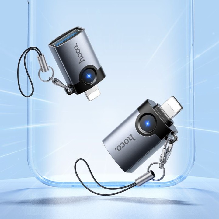 Адаптер OTG Lightning на USB A Hoco UA46 Victory сірий