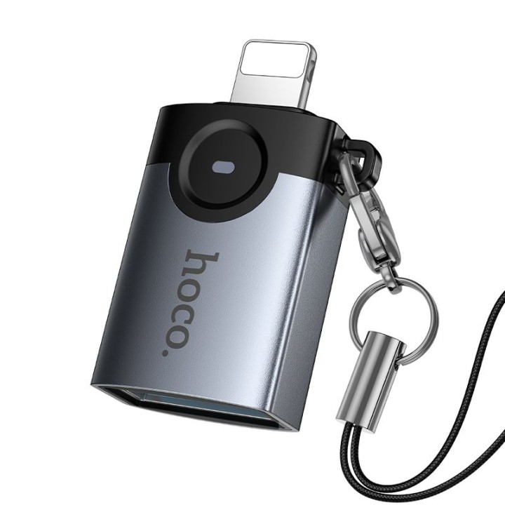 Адаптер OTG Lightning для USB A Hoco UA46 Victory сірий