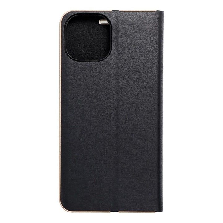 Чехол с клапаном для iPhone 15 Luna Book Gold черный