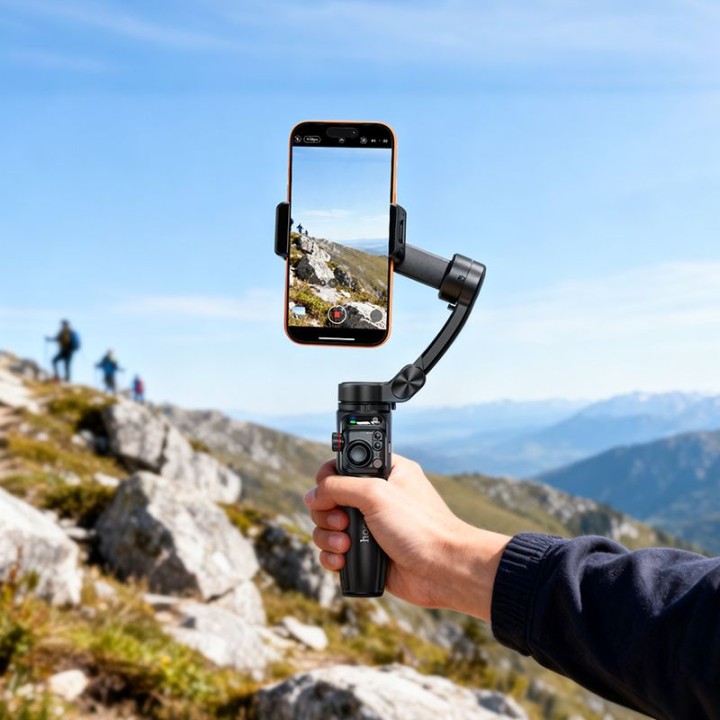Gimbal with 3-axis stabilization and wireless remote control Hoco K91 black