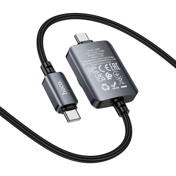 Cable Hoco USB C to USB C PD100W with charging function to iWatch 1,2 m CW66 black