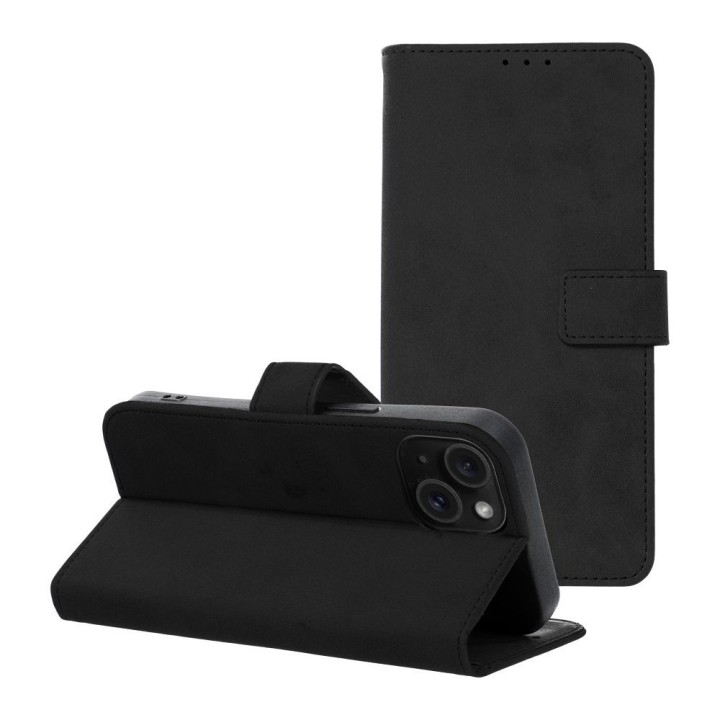 Etui z klapką na iPhone 15 Tender Book czarne