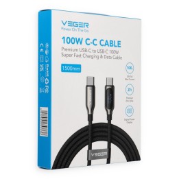 Кабель із дисплеєм LED USB C — USB C VEGER PD 5A 100W 1,5 m CC1-XHJ чорний