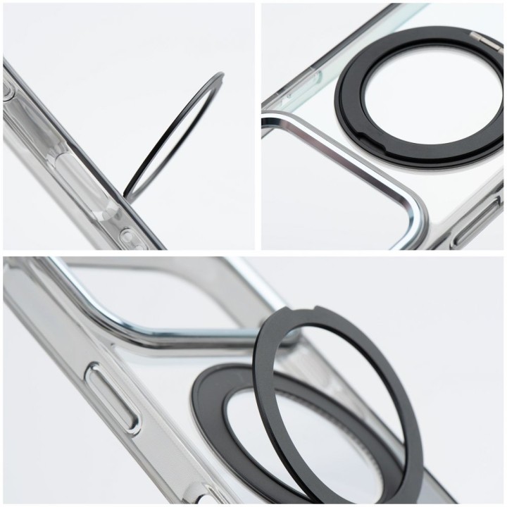 Case for iPhone 15 Frame Circle Stand MagSafe compatible black