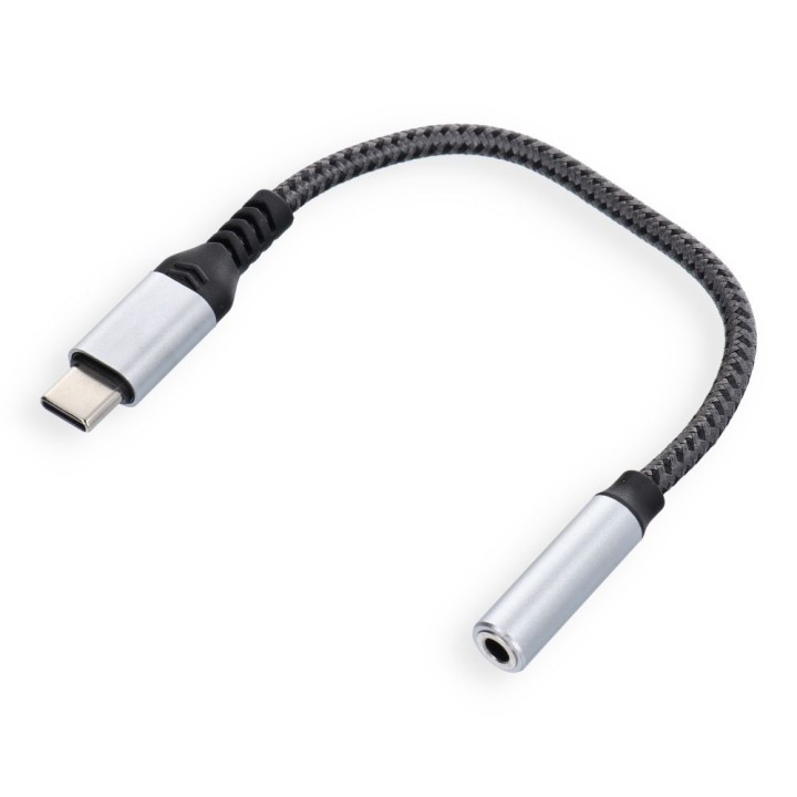 Adapter AUX Typ C (męski) do Jack 3,5 mm (żeński) Blue Star - szary