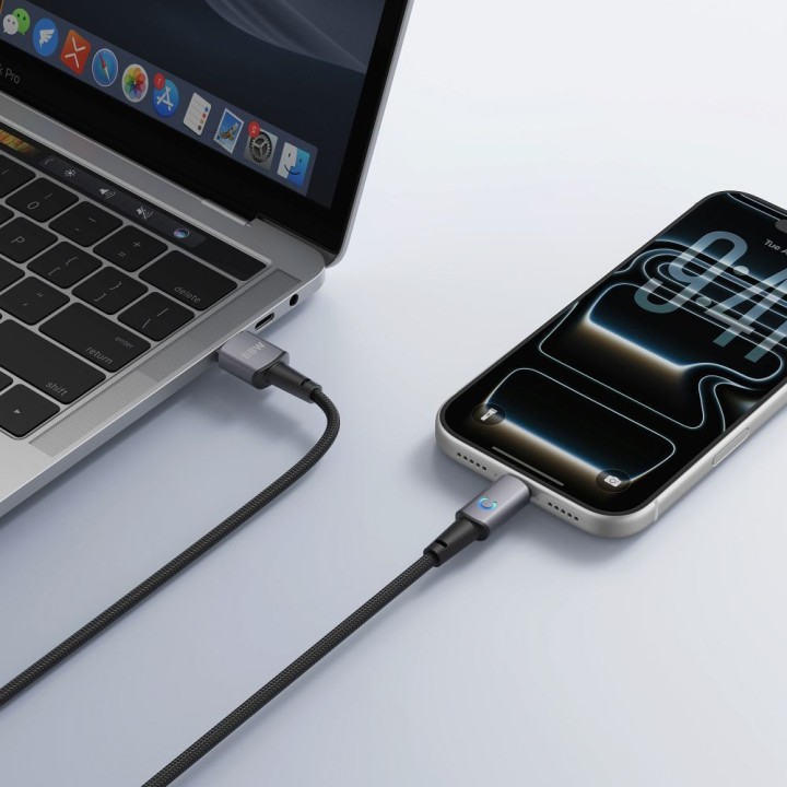 Cable with LED USB A diode to USB C VEGER PD 3A 66W 1,2 m AC1-ZSD black