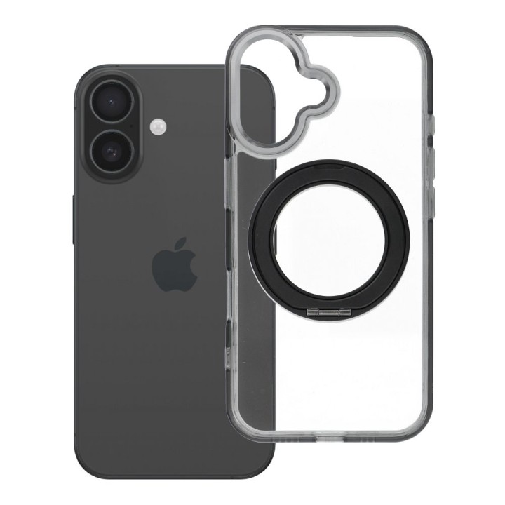 Case for iPhone 16 Frame Circle Stand compatible with MagSafe black