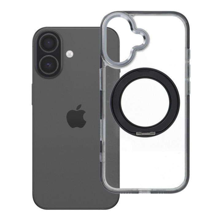 Чехол для iPhone 17 Frame Circle Stand совместимый с MagSafe черный