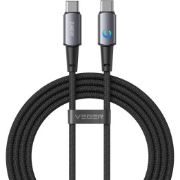 Cable with LED LED USB C for USB C VEGER PD 5A 240W 1,5 m CC2-ZSD black