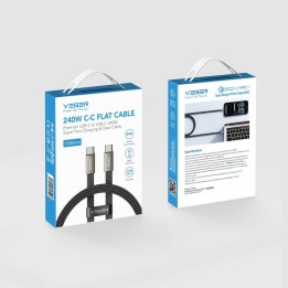Cable flat USB C for USB C VEGER PD 5A 240W 1,5 m CC2-MTB black
