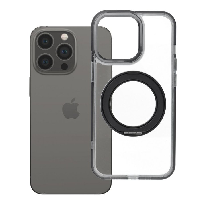 Чехол для iPhone 13 PRO Frame Circle Stand совместимый с MagSafe черный