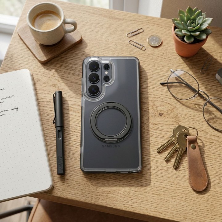 Case for Samsung A57 Frame Circle Stand compatible with MagSafe black