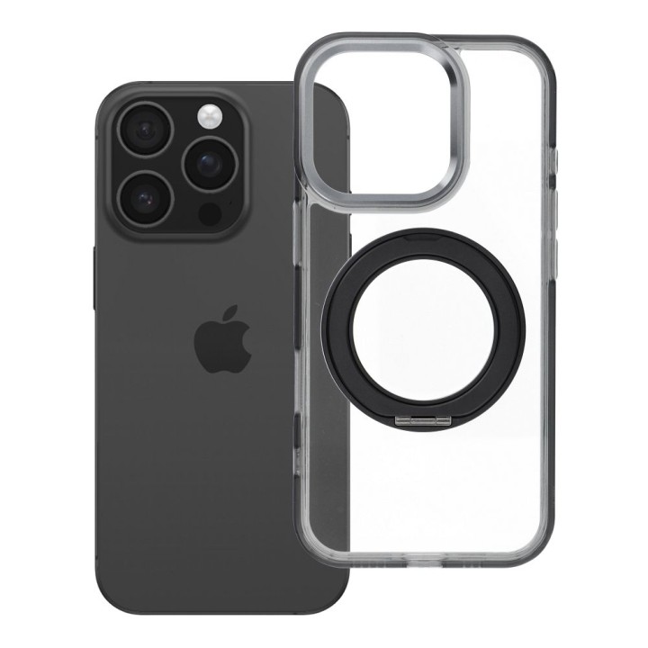 Чохол для iPhone 16 PRO Frame Circle Stand сумісний з MagSafe чорний