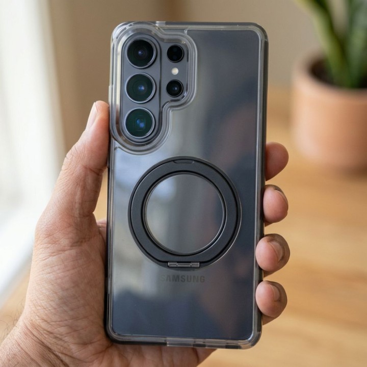 Чохол для Samsung A17 / A18 Frame Circle Stand сумісний із MagSafe чорний